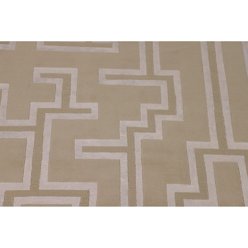Geometric Modern Large Area Rug Hand-Knotted Wool Carpet - 10'0" x 13'7"