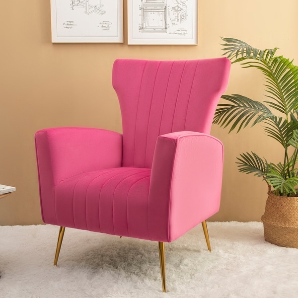 Velvet Accent Chair Rose Gold Chair Legs Thickened Seat Cushion High Backrest Bed Bath Beyond 39311870