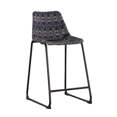 Marquise Upholstered Counter Chair Blue Canvas (Set of 2)