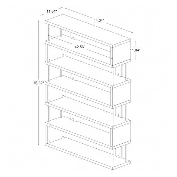 6 Shelf Modern Bookcase Engineered Wood White - 52 x 63 - Bed Bath ...