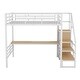 preview thumbnail 8 of 7, Full Size Metal Loft Bed with Desk, Storage Staircase, Wardrobe, and Reversible Stairs - White