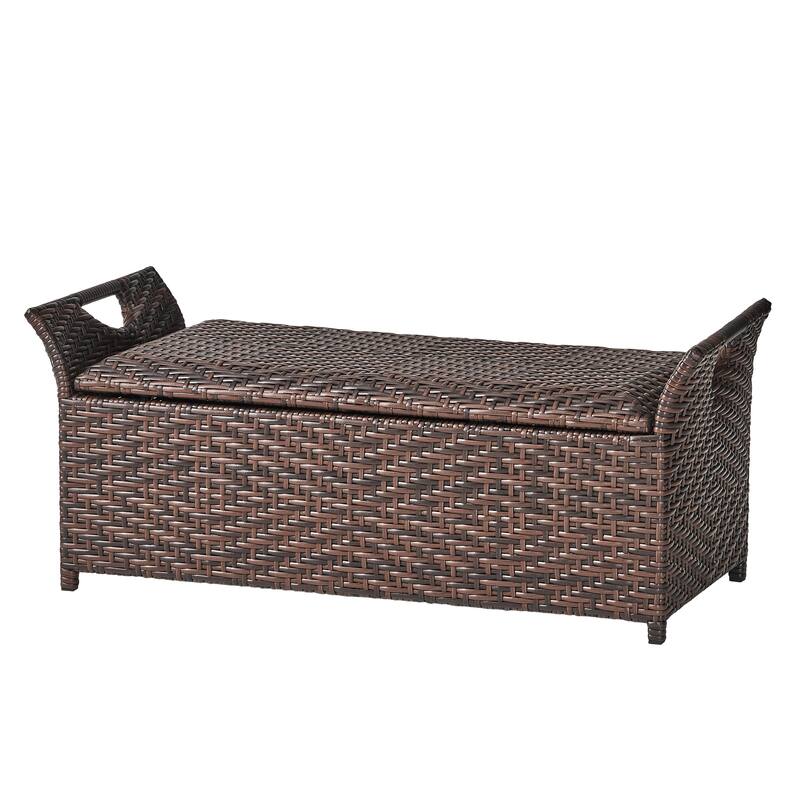 Wing Outdoor Wicker Storage Bench by Christopher Knight Home