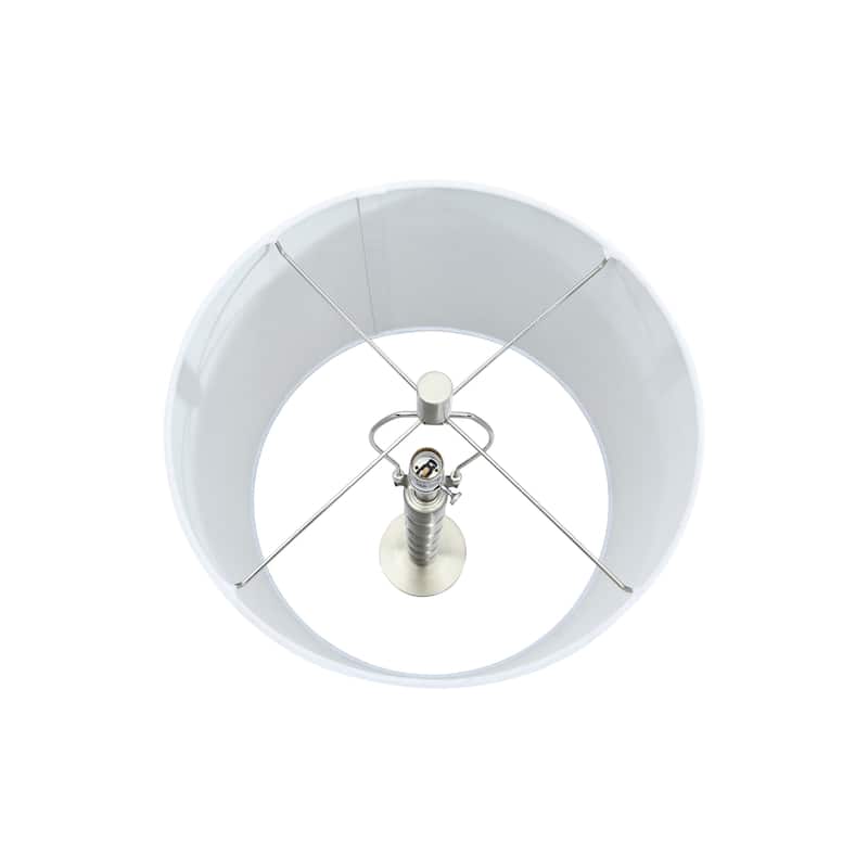Faceted Stacked Metal Table Lamp with Linen Shade