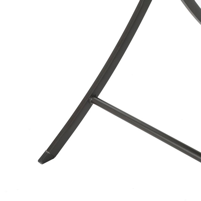 Rattan Round Dining Table Foldable Design Powder Coated Metal Outdoor