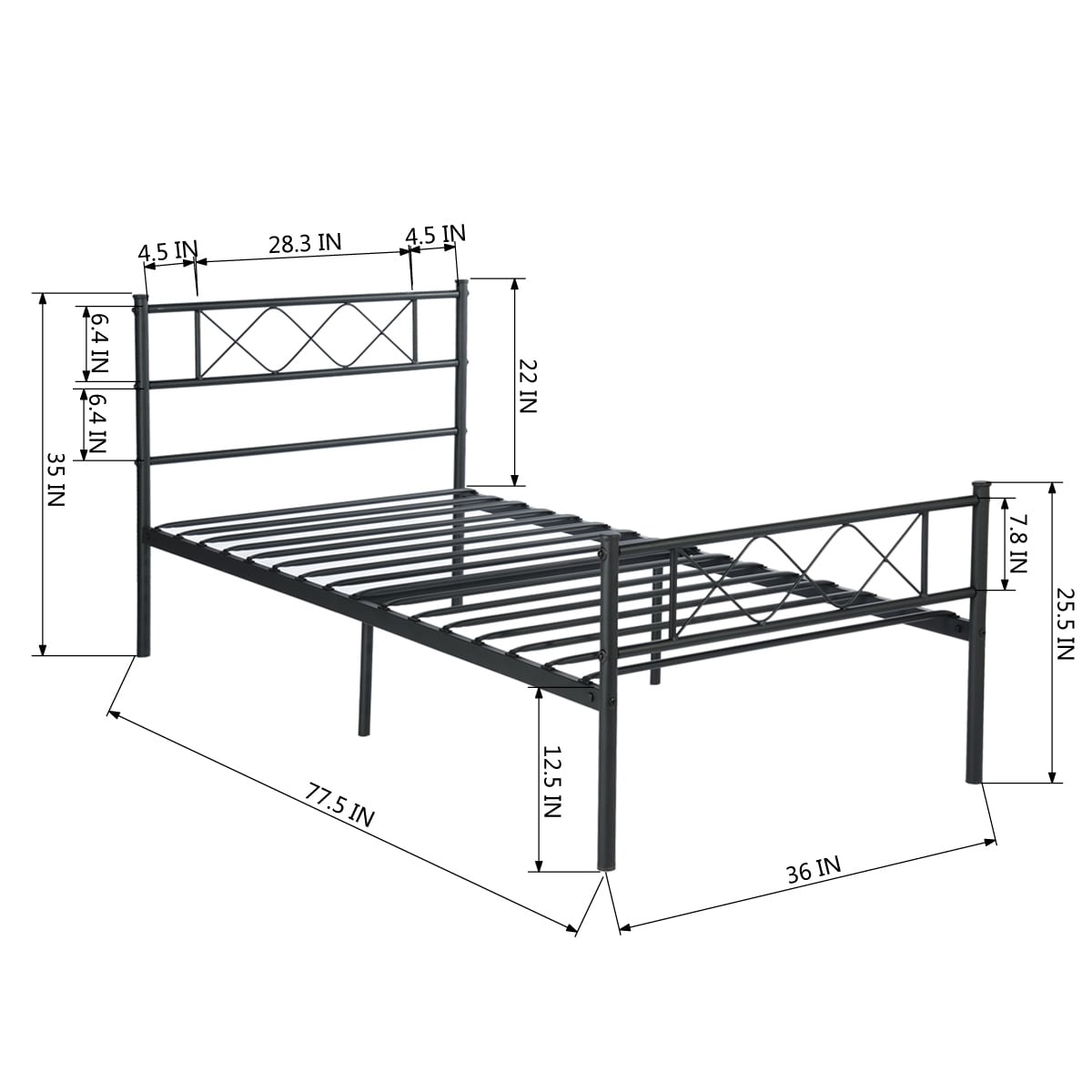 Cheerwing metal bed frame mattress shop foundation with headboard and footboard