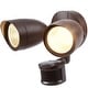 preview thumbnail 1 of 21, Dual-Head Integrated LED Wall Mount Flood Light with Motion Sensor, Outdoor Security Light, Waterproof Bronze 3000K