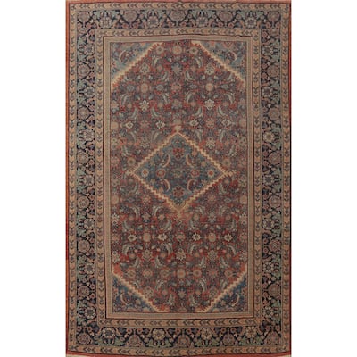 Hand Knotted Oriental 100% Wool Carpet Traditional Floral Oranges & Rust Mahal Area Rug - 10' 7'' X 7' 3''