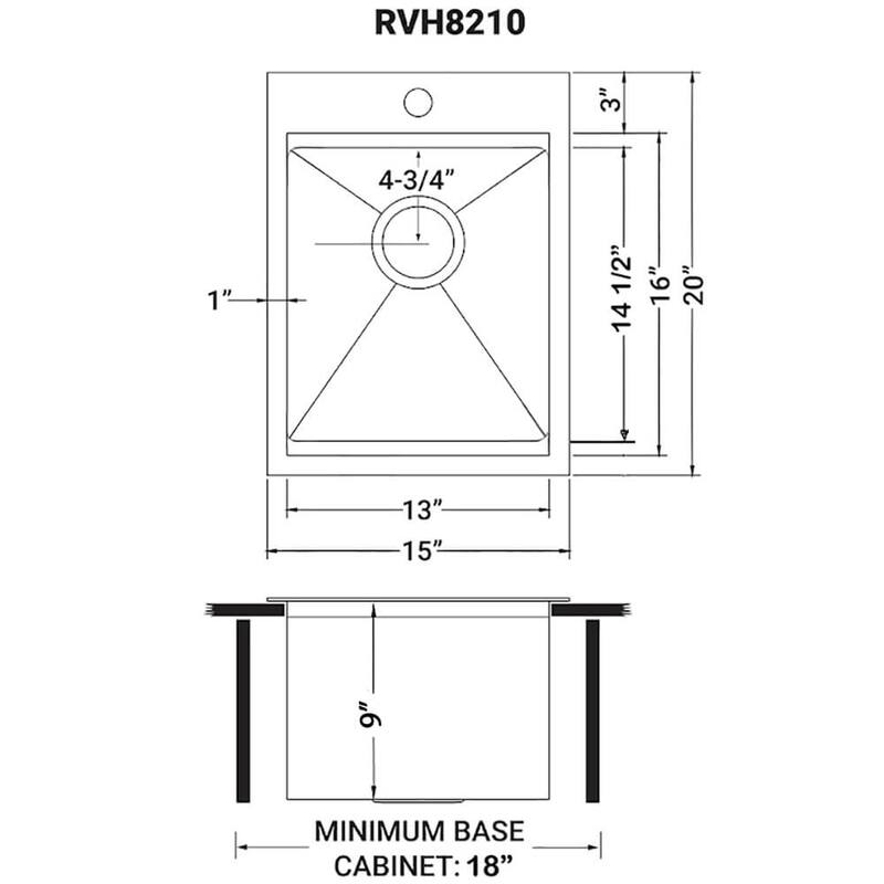 Ruvati 15 x 20 inch Matte Gold Stainless Steel Workstation Bar Sink Drop-in - RVH8210GG