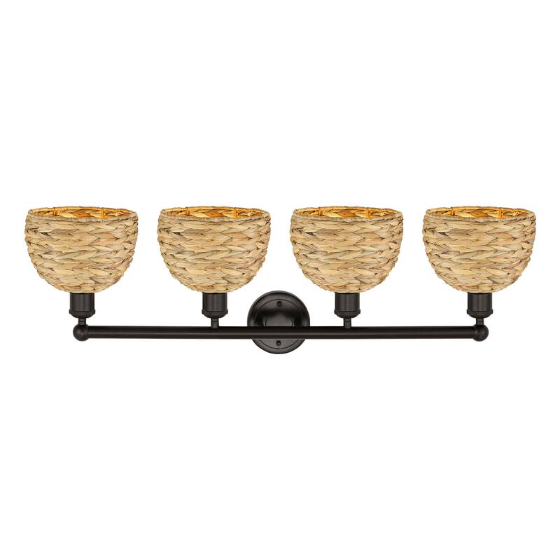 Innovations Lighting Endless Possibilities Edison - Woven Rattan - 4 Light 35" Bath Vanity Light