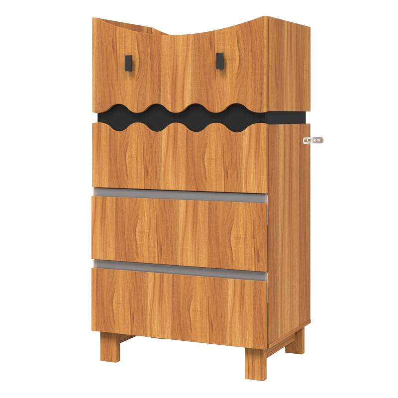 Modern Wooden Chest of Drawers with Wavy Front Design, 4-Drawer Storage Cabinet for Bedroom or Living Room