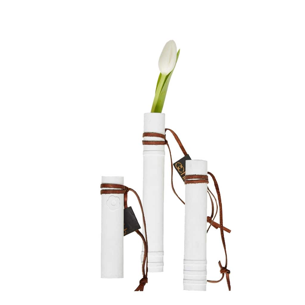 Paper Hanging Flower Tubes Set/3 S-M-L White- A