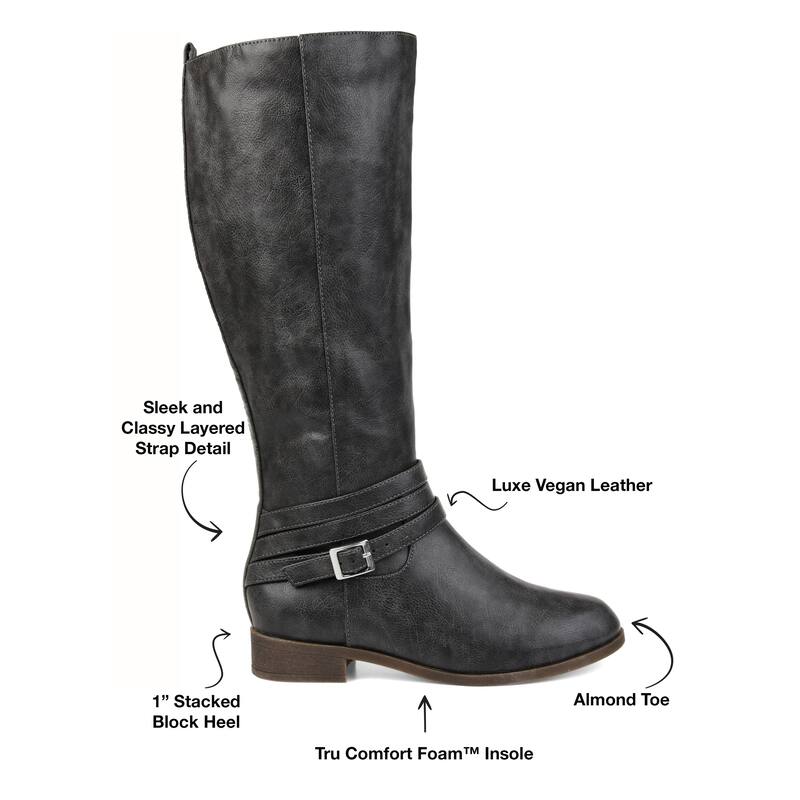 Journee Collection Women's Ivie Stacked Heel Riding Boots