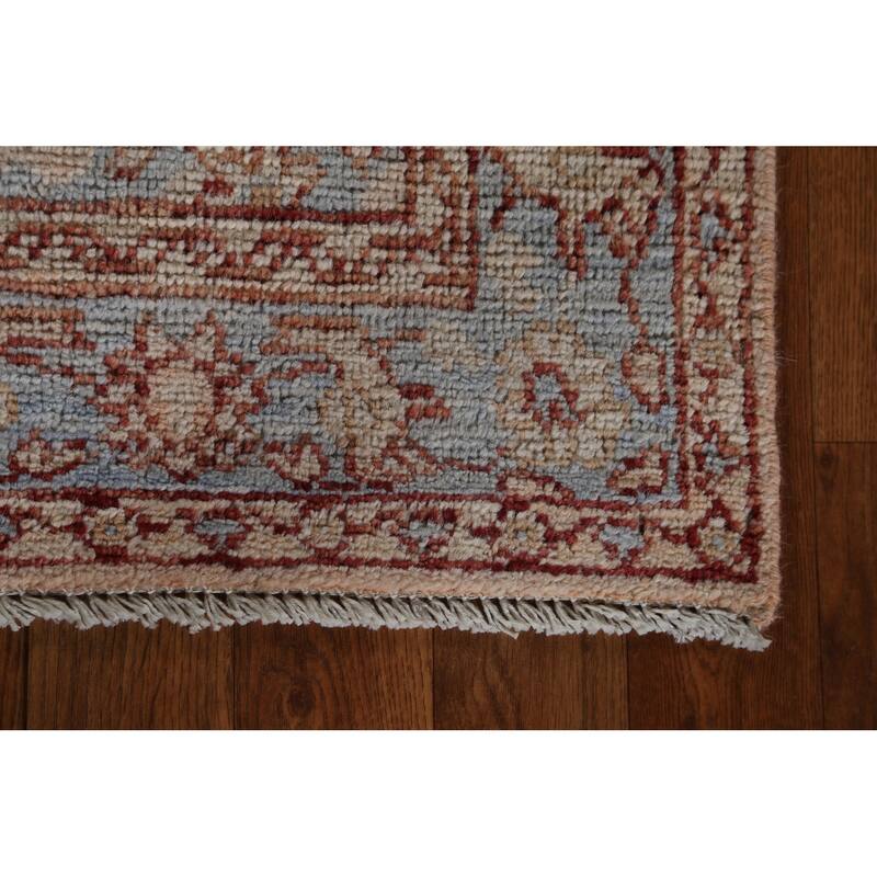 Hand Knotted Oriental 100% Wool Carpet Transitional Geometric Peach Oushak Area Rug - 3' 10'' X 2' 9''
