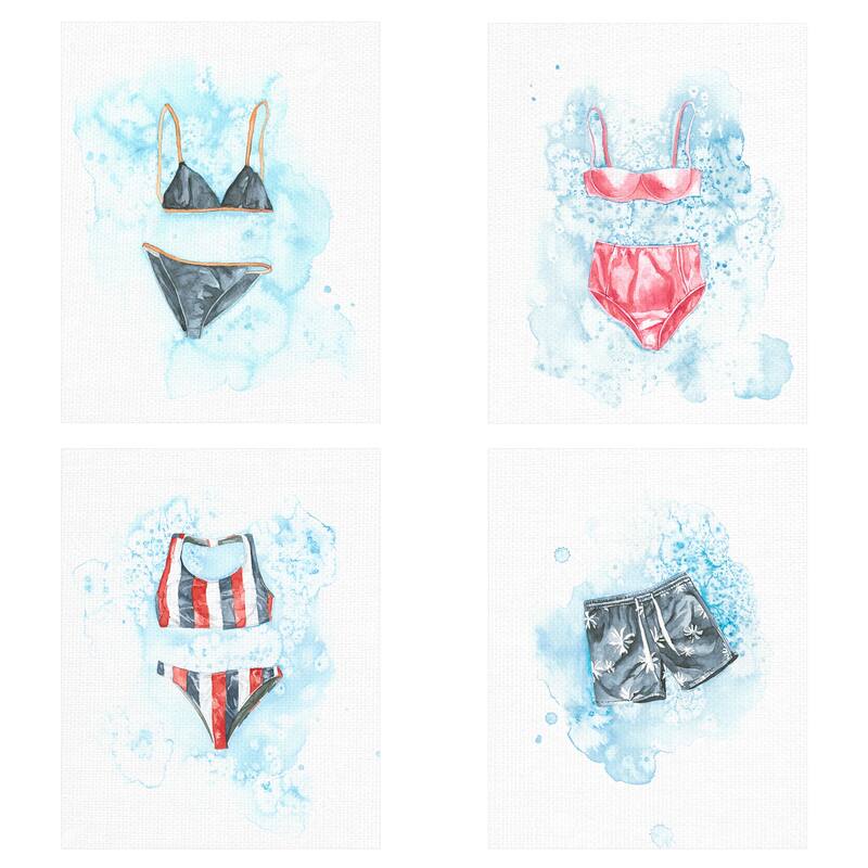 Pool Time 1-4 by Natasha Marie Canvas Art Prints