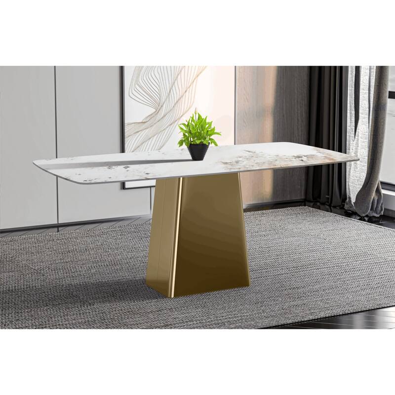 Quinix Rectangular Dining Table with Sintered Stone/Glass Top