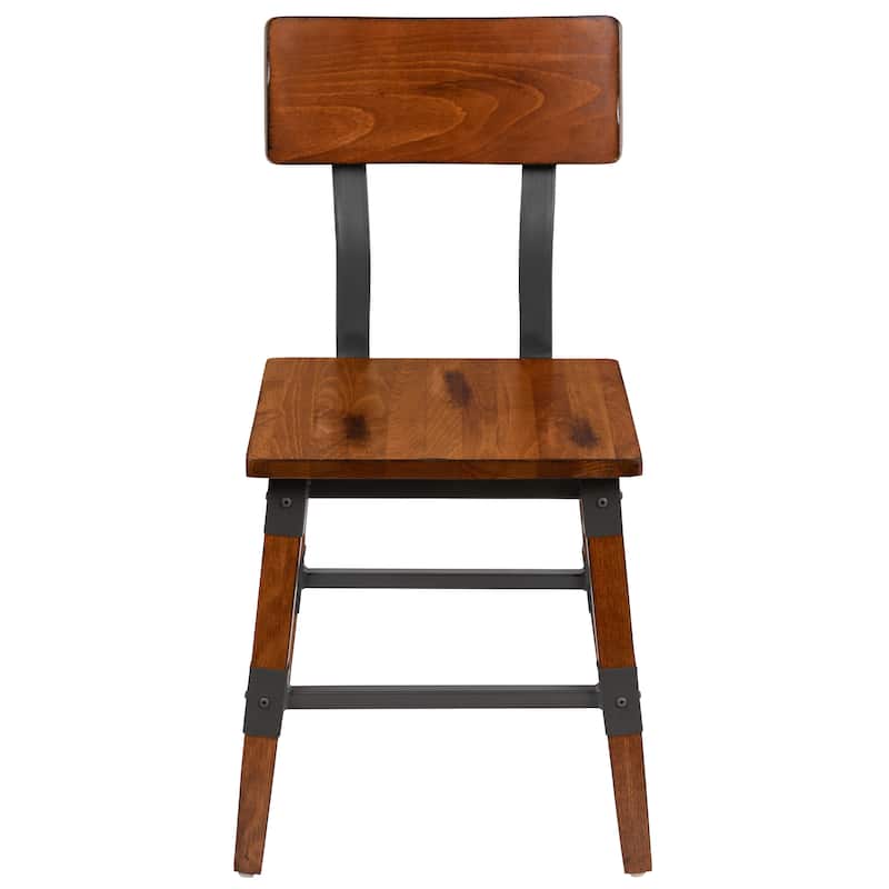 2 Pack Commercial Grade Rustic Antique Industrial Style Wood Dining Chair