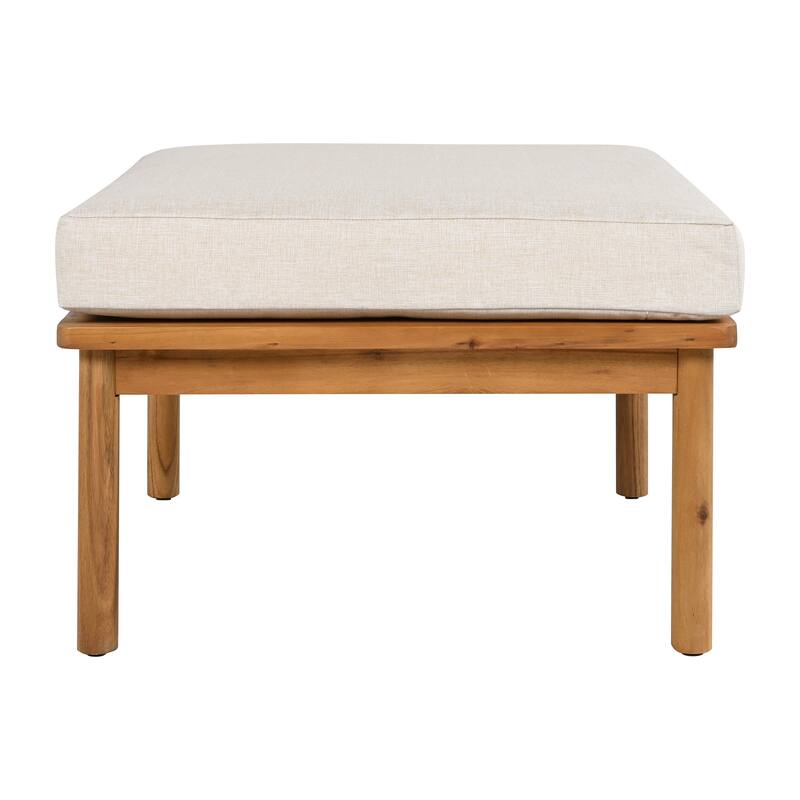 4 Pcs Outdoor Rope Sofa Set, All-Weather Patio Conversation Furniture Set with Acacia Wood Table, Single Sofa and Ottoman