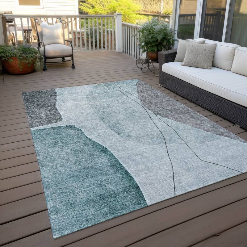 Machine Washable Indoor/ Outdoor Chantille Modern Abstract Rug