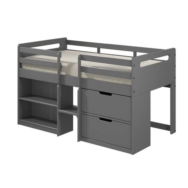 slide 2 of 9, Kid-Friendly Design Twin Size Loft Bed Grey