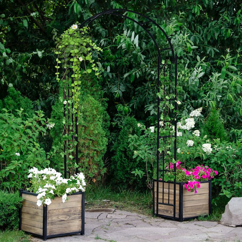 Costway Garden Arch Arbor Trellis Pergola 7.5 ft Metal Archway for - See Details