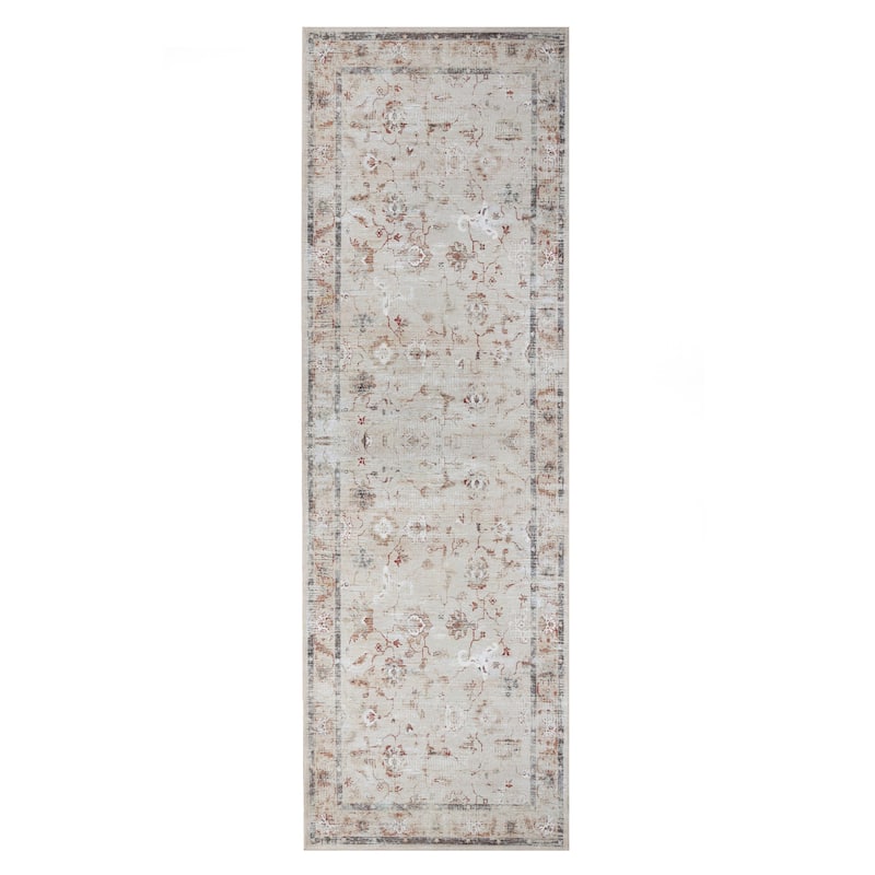 Superior Swan Floral Non-Slip Machine Washable Indoor Area Rug or Runner