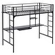 preview thumbnail 2 of 13, Black Metal Bed Frame With Table Shelf Elevated Bed Iron Bed - (78 x 38.5 x 71.7)"(L x W x H)