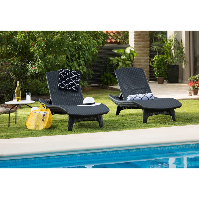 Keter Grenada Chaise Lounger Set Outdoor Furniture For Patio, Poolside, Garden and Lawn