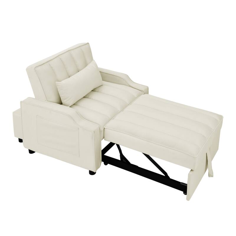 Modern Velvet Armchair Sofa Couch Pull Out Bed,3 In One Convertible For Living Room Sofa Bed