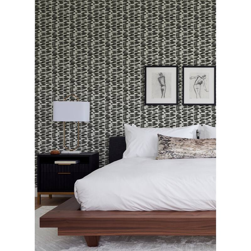 A-Street Prints Myrtle Black Abstract Stripe Wallpaper