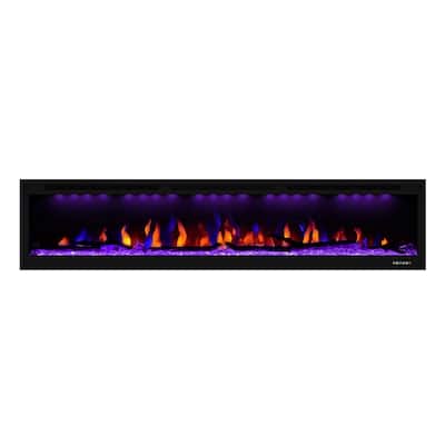 Clihome 50-74"Wide LED Wall-mount Electric Fireplace