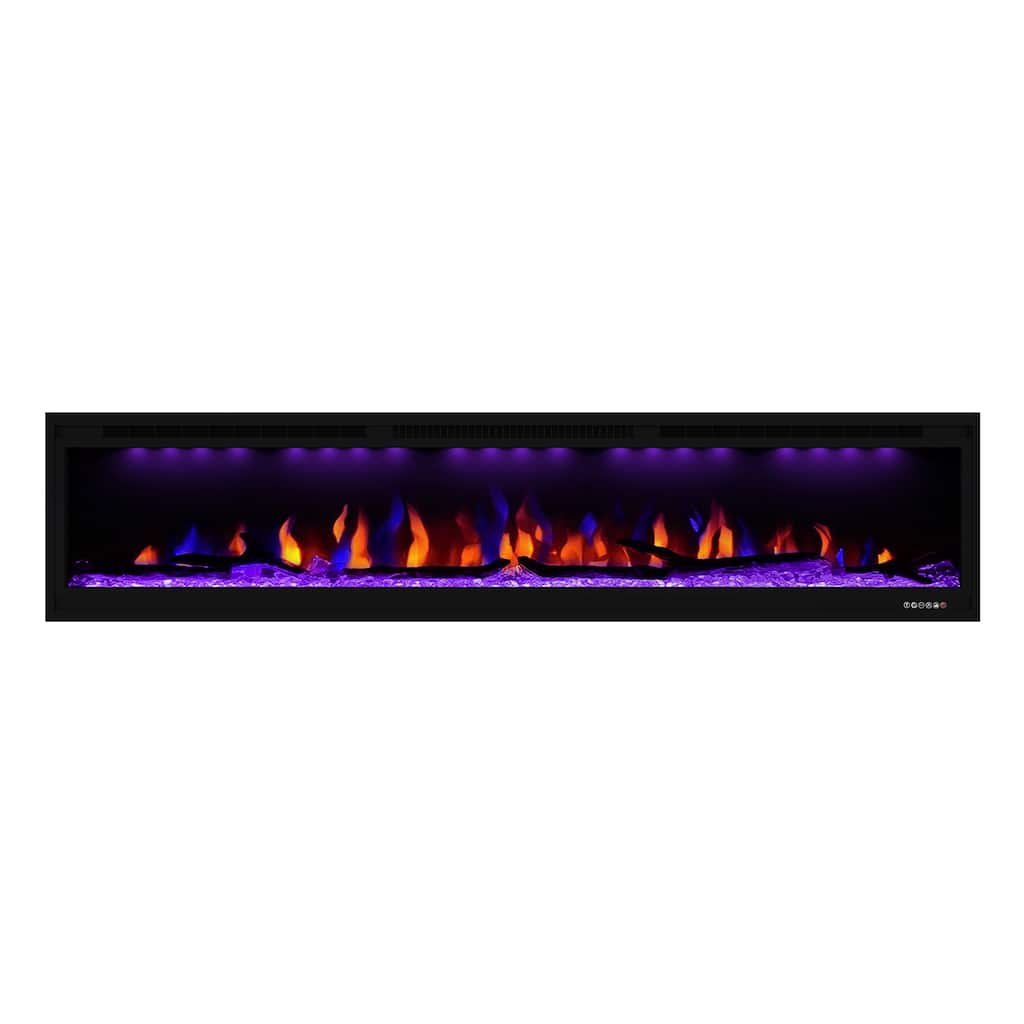 Clihome 50-74"Wide LED Wall-mount Electric Fireplace