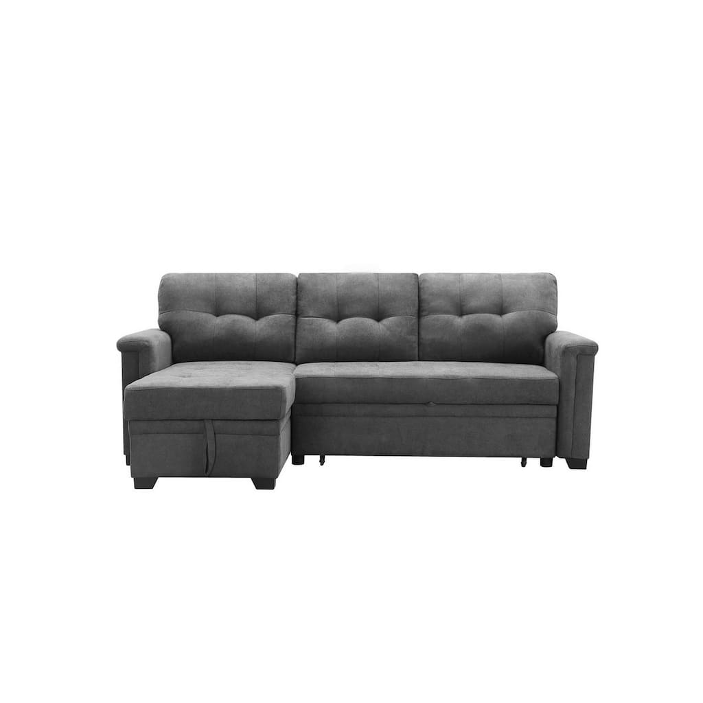 Richard 84 Inch Sleeper Sectional Chaise Sofa with USB Port, Solid Gray
