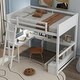 preview thumbnail 3 of 22, Solid Wood Loft Bed with Bulit-in Desk and LED Light, Full Size Loft Bedframe with Storage Bench, Shelves, 2 Drawers & USB Port