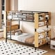 preview thumbnail 1 of 12, Twin Over Twin Metal Bunk Bed with Ladder & Storage Shelves, No Box Spring, Black Black