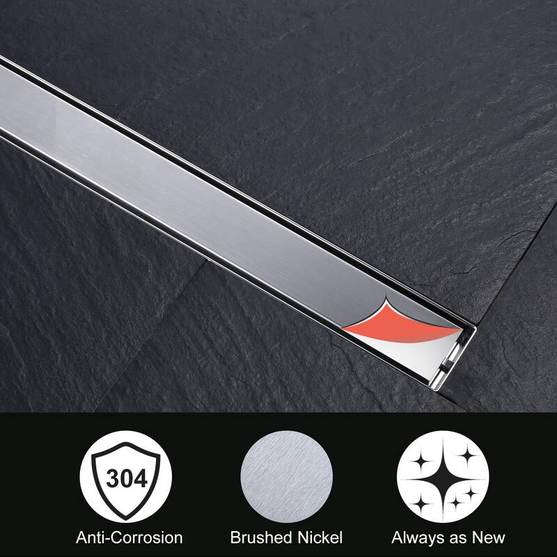 WOWOW Modern Stainless Steel Drain Trough with Removable Cover Plate