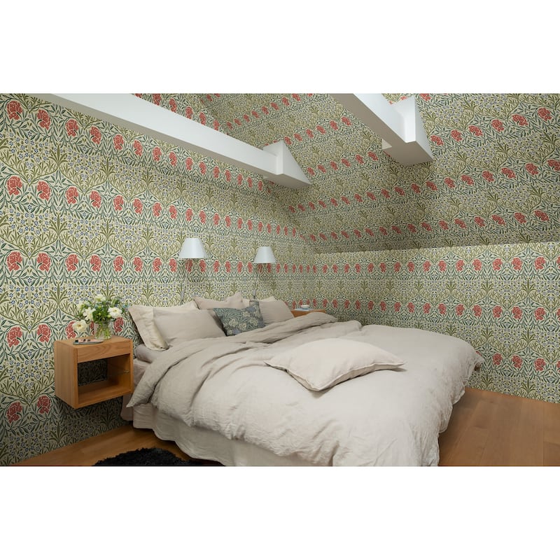 Oxford Union Green Floral Vines Wallpaper