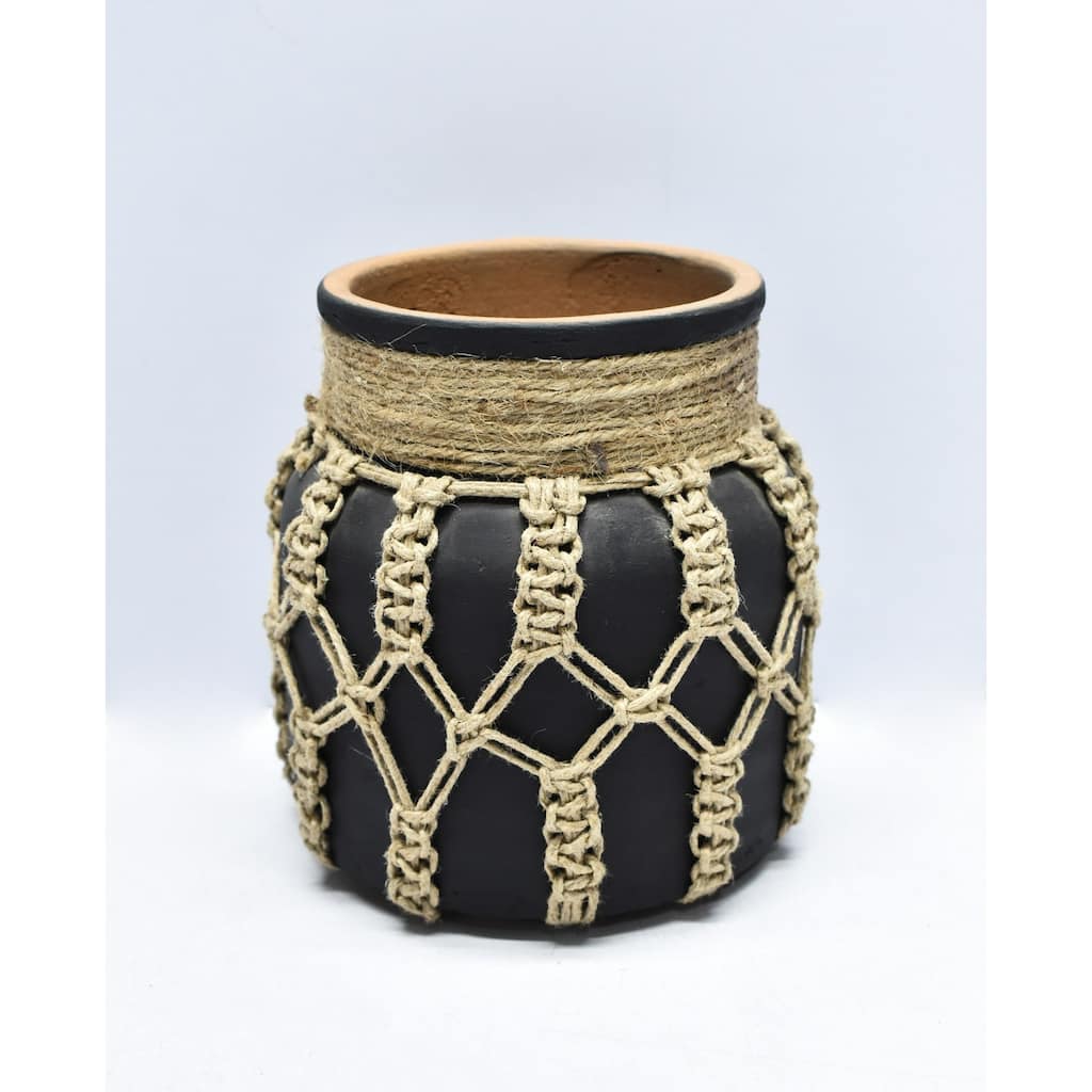 Small Mud Mason Jar Vase - 6.5" - Black