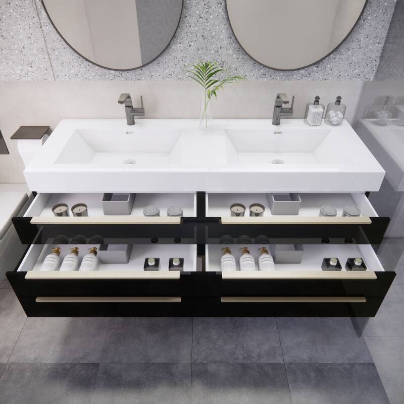 Noble 60" Free-standing Vanity with Reinforced Acrylic Double Sink