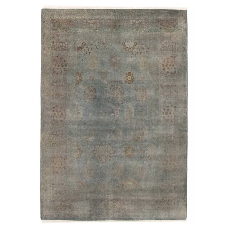 ECARPETGALLERY Hand-knotted Vibrance Light Denim Blue Wool Rug - 6'2 x 8'11 - Light Denim Blue - 6'2 x 8'11