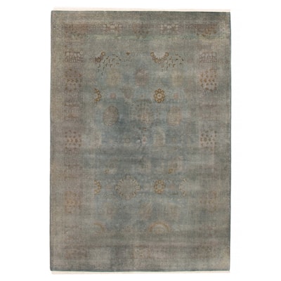 ECARPETGALLERY Hand-knotted Vibrance Light Denim Blue Wool Rug - 6'2 x 8'11