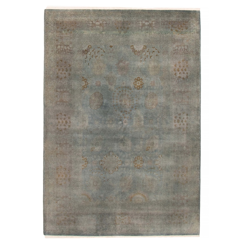 ECARPETGALLERY Hand-knotted Vibrance Light Denim Blue Wool Rug - 6'2 x 8'11