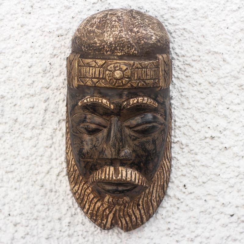 Novica Handmade Bearded Nii Amugi African Wood Mask