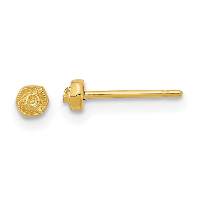 Curata 14k Yellow Gold 3mm Very Small Polished Rose Post Earrings