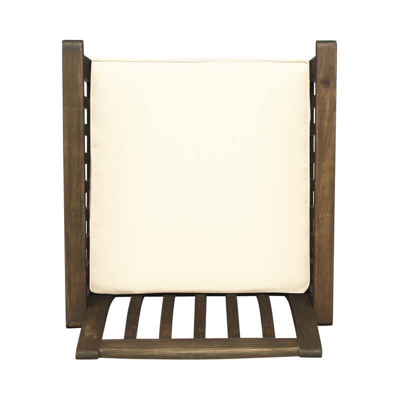 Roomfitters 2-Piece Acacia Wood Dining Chairs with Water-Resistant Cushions, Rustic Modern Outdoor Seating