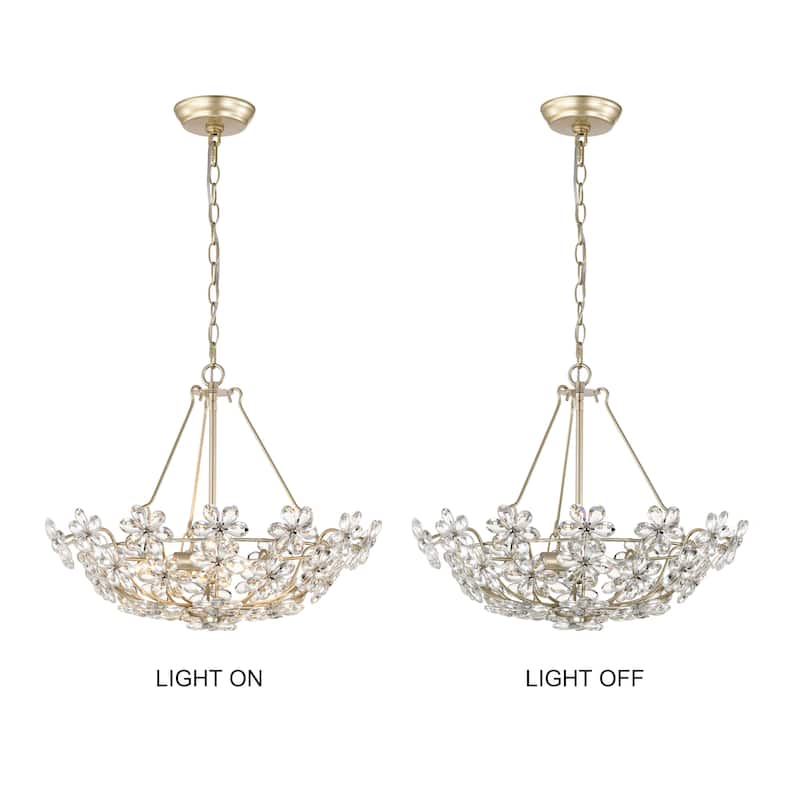 Rosa Glam 3-Light Daisy Crystal Glass Flower Chandelier
