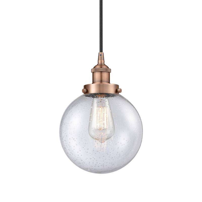 Innovations Lighting 616-1PH-12-8 Beacon Pendant Beacon 8" Wide Mini - Antique Copper / Seedy