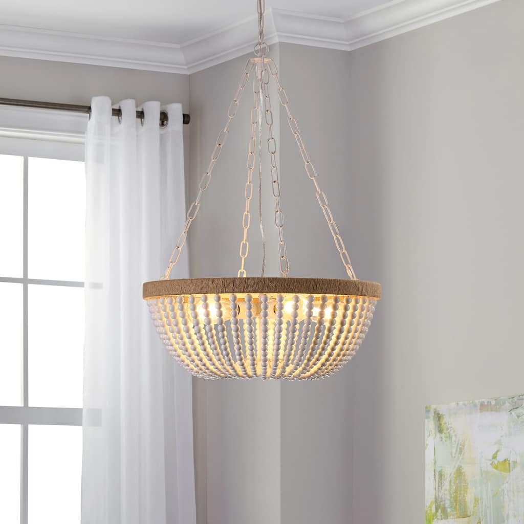 Bohemian style Woven Pendant Light 23.6 Inch Rattan Ligh Large Rattan Pendant Light with 5-Tier Rattan Chandelier