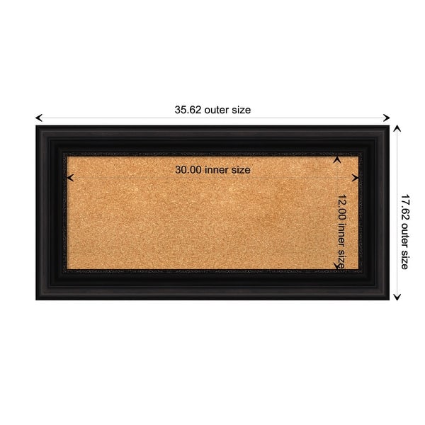 dimension image slide 4 of 15, Parlor Framed Cork Bulletin Memo Board