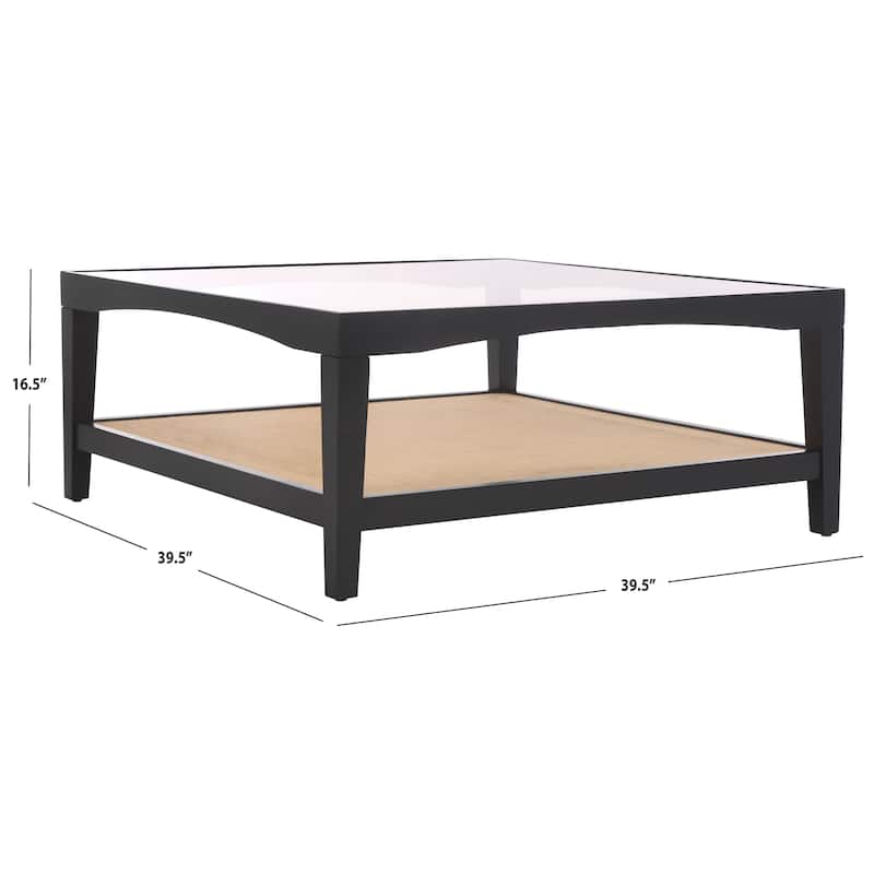 SAFAVIEH Couture Nicolella Solid Wood/Glass Top Square Coffee Table - 40"W x 40"D x 17"H