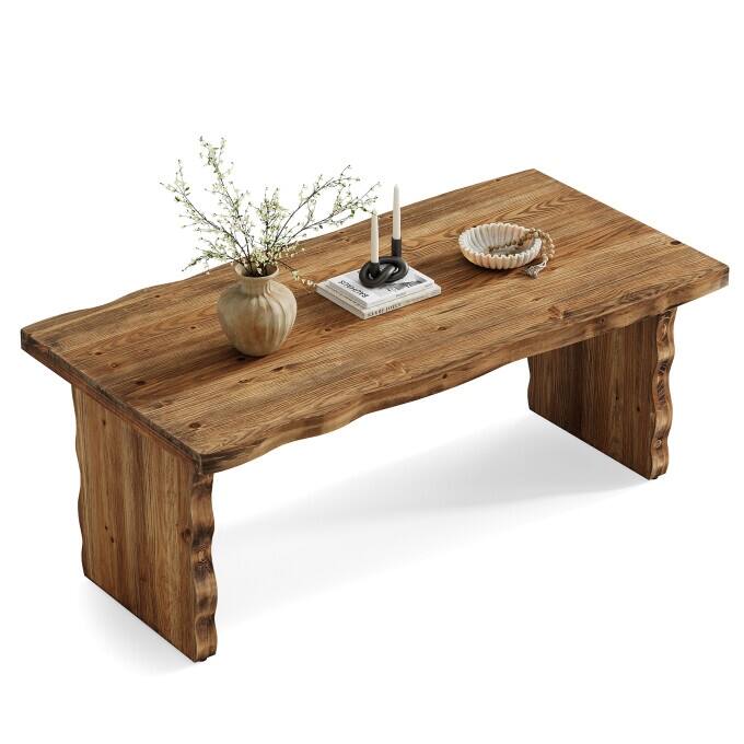 47.24" Solid Wood Coffee Table, Rustic Center Table for Living Room